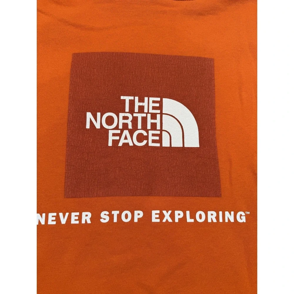 The North Face Hoodie Mens XL Orange Pullover Sweatshirt Logo Graphic Fleece